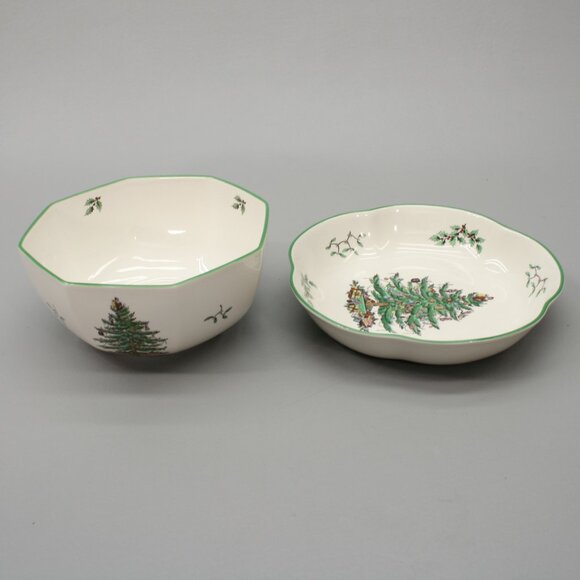 Spode 2 Serving Bowls Vegetable Salad Side Dishes Christmas Tree England - S3324 - Picture 9 of 12